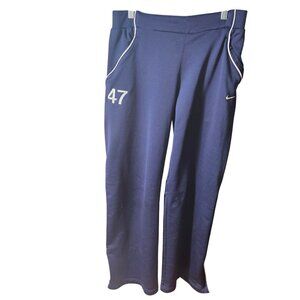 Nike Team Navy Blue Athletic Track Pants With Piping & Number 47 Logo Size S